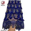 Luxury feather pattern hand embroidery designs rhinestone beaded lace fabric lace trim dubai