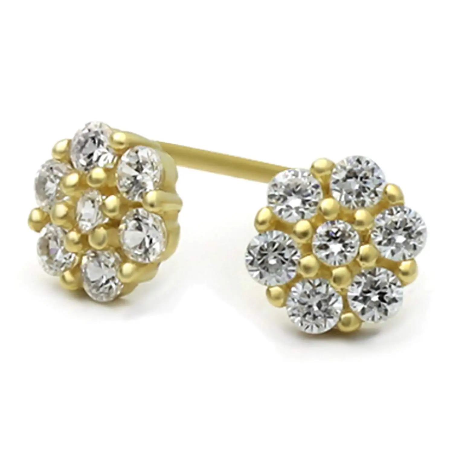 Cubic Zirconia Earrings 14k Gold Find Get Quotations 14k Yellow Gold Round Cubic Zirconia Cer Flower Back Stud Earrings