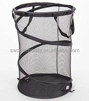 Mesh Foldable Laundry Hamper Black Collapsible Storage Basket Pop Mesh Foldable Laundry Hamper Black