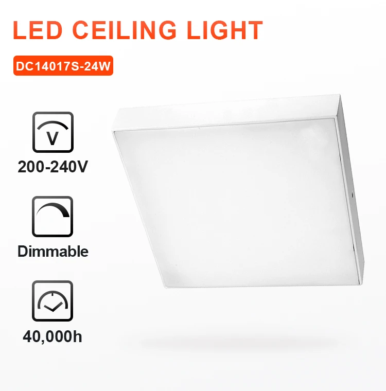90lm/w Flicker-free Square Round Shape Surface mount 16W 24W 36W Backlit Frameless Led Ceiling Light Dimming