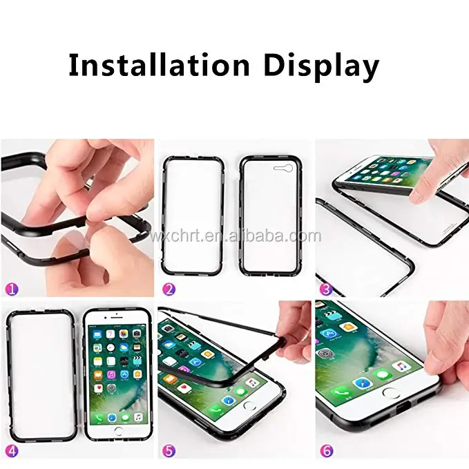 CHRT Newest Metal Frame Tempered Glass Back Magnetic Absorption Technology Magnetic Mobile Phone Case for iPhone X