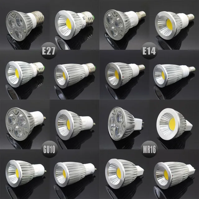 MR16 LED COB Spotlight Dimmable 6w 9w 12w 15w Spot Light Bulb high power lamp AC DC 12V or 85-265V