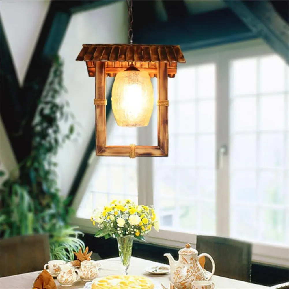 GAO LGDT American country chandeliers, garden bamboo lamp, retro glass bamboo chandeliers 34CM 90CM