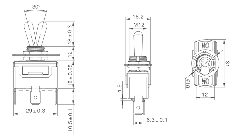 Spdt Toggle Switch 3 Pin Heavy Duty 20a 125v (on)-off-(on) Momentary