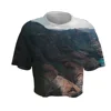 Dropship Supplier Wholesale Custom Clothing Manufacturers Factory Price 3D Print Women Dresses Custom T Shirt Printing Crop Top
