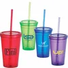 Custom logo plastic straw cup/16oz plastic cups with lids and straws wholesale/crazy straw cup