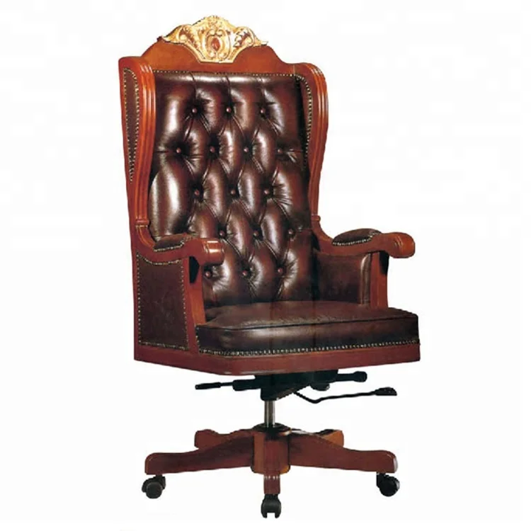 Vintage Tufted Classic Boss Manager Genuine Leather Executive Office