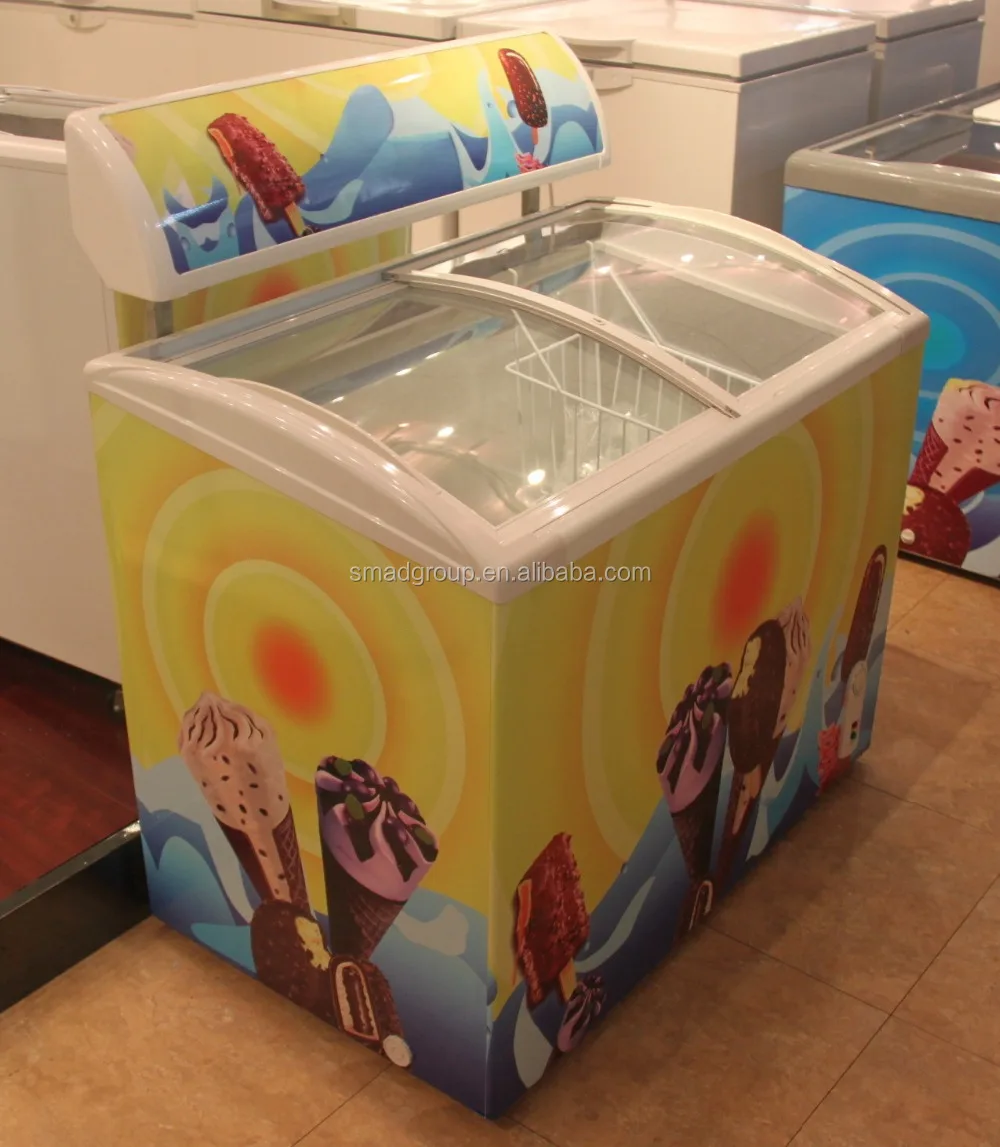 220v 110v Glass Top Ice Cream Chest Freezer With Lock And Key Buy