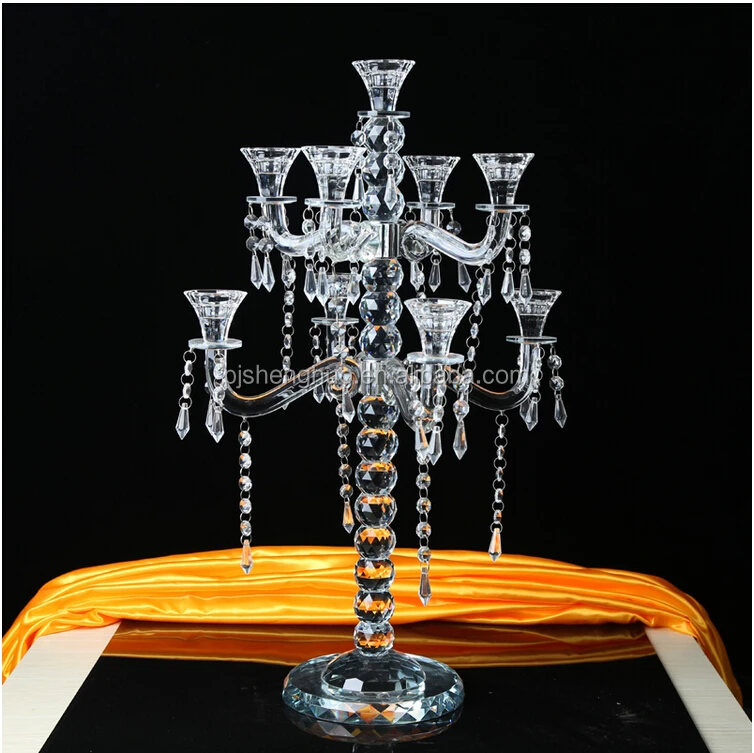 Home Goods Crystal Glass Candle Holder 9 Arms Crystal Candelabra With Flower Bowl Buy Wrought Iron Floor Standing Candelabra 7 Arms Crystal