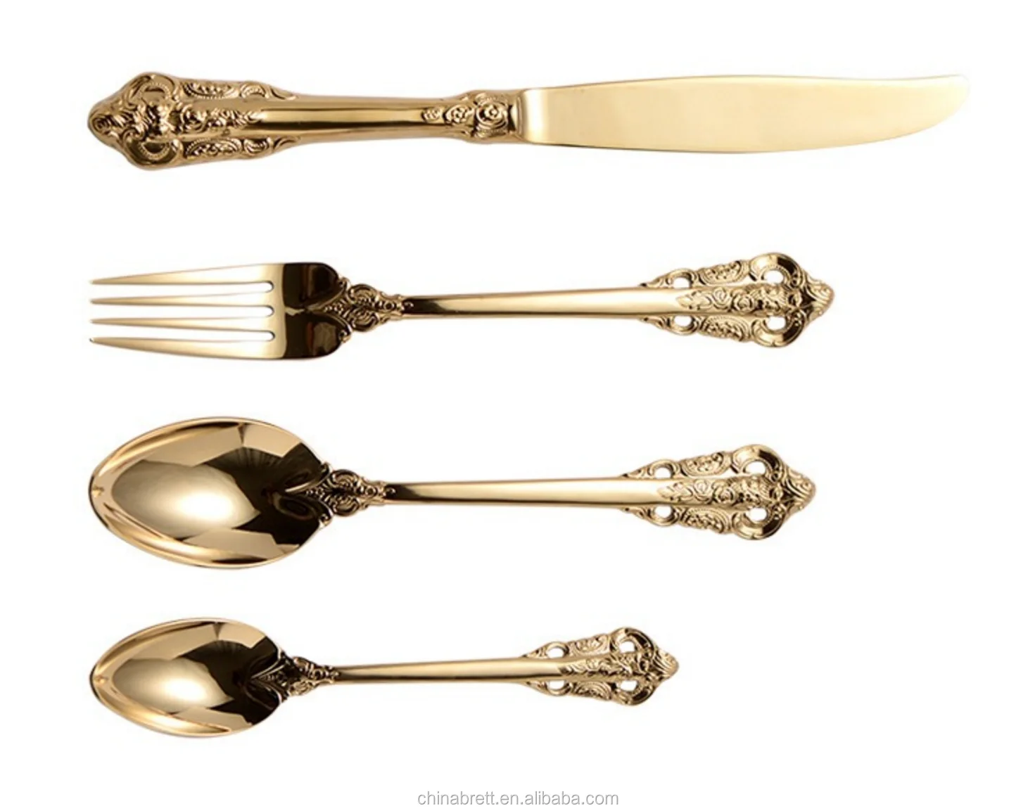 Royal 18/10 Stainless Steel Gold Plated Titanium Flatware Wholesale
