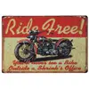 Motorcycle Ride Free Decor Metal Nostalgia Tin Poster Pin up Girl Cafe Bar Home Wall Garage Christmas Vintage Art Custom
