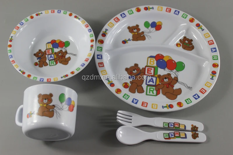 5pcs Melamine Kids dinner sets Bear Art Fodgrade