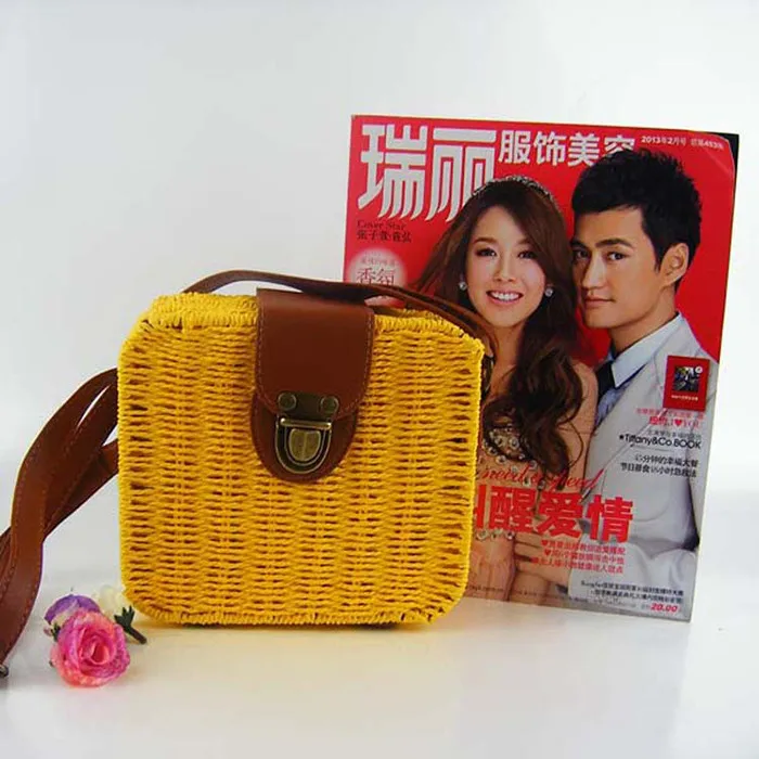 Candy Color Square Lovely Straw Woven Satchel Messenger Women Rattan Beach Crossbody Shoulder Bag.jpg