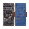 Jeans Denim Close-fitting Pants Credit Card Slot Wallet Leather Phone Case Cover For iPhone 7 plus 8 plus