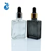 wholesale USA market empty custom made 15ml 30ml black clear square rectangle glass dropper bottles for e liquid essential oil