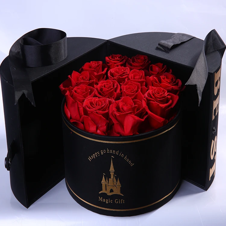 Forever Enternal Preserved Fresh Rose Round Gift Flower Box With Lid Buy Real Natural