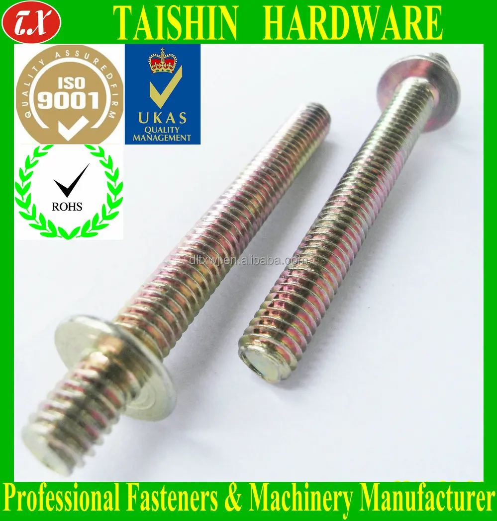 Yellow Double Ended Thread Rod Stud Bolt With Washer Buy Double Ended