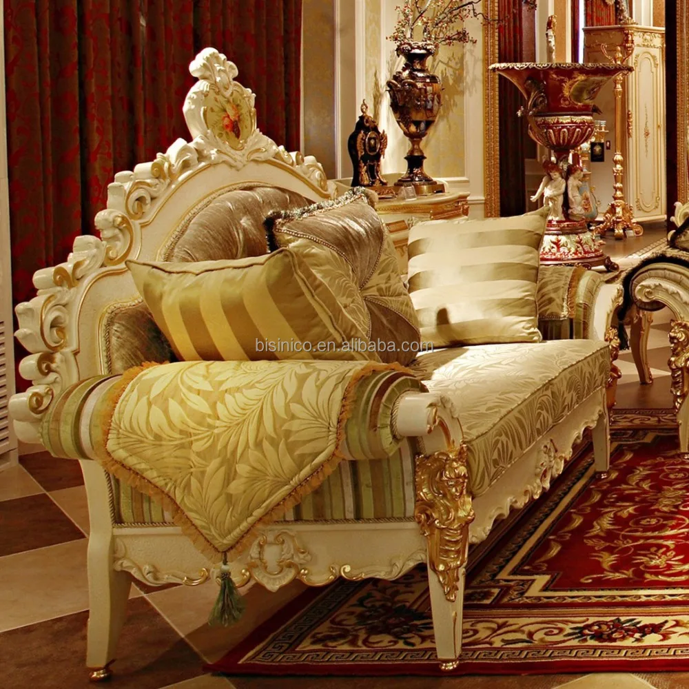 Luxe rococo frans hout gesneden met de hand geschilderde woonkamer ...