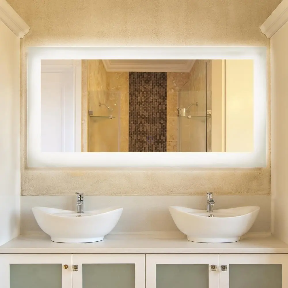 Wall Hanging Fogless Hotel Led Lighted Bathroom Touch Screen Smart