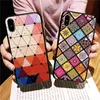 Luxury Elegant Phone Case Diamond Gold Foil Epoxy Glitter Shiny Cell Phone Cover Soft TPU Square Kaleidoscope Folk Style Shell