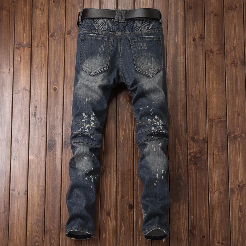 Wholesale Euro Fashion Style Mens Skinny Jeans Ripped Denim Pants For