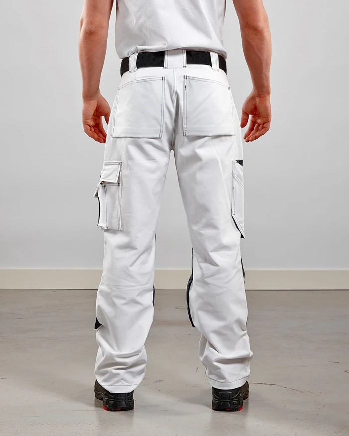White 100% Cotton Rugged Double Knee Cargo Pants Painter Trousers - Buy