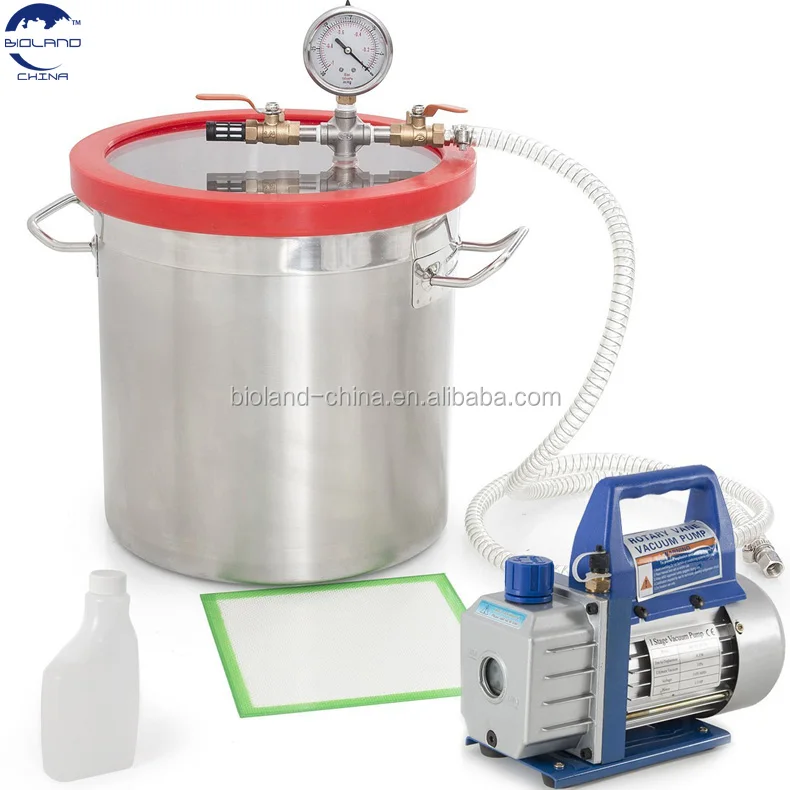 5 Gallon Vacuum Chamber Degassing Silicone Kit 110V 3 CFM Pump Hose Single Stage