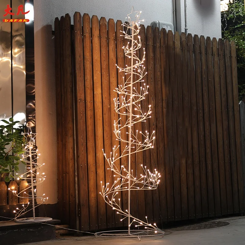 Hot Sale Top Star Led Decoration Metal Led Spiral Circle Warm White Tree Light Outdoor Waterfall Christmas Lights