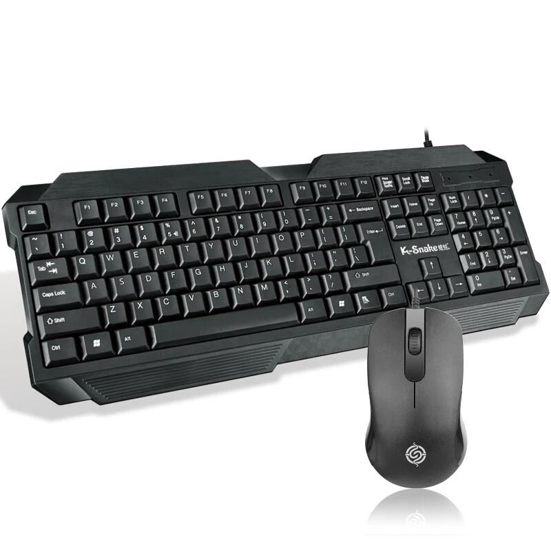 Factory K-snake KM200 Plastic Wired Black USB Office Keyboard And Mouse Combo Set 