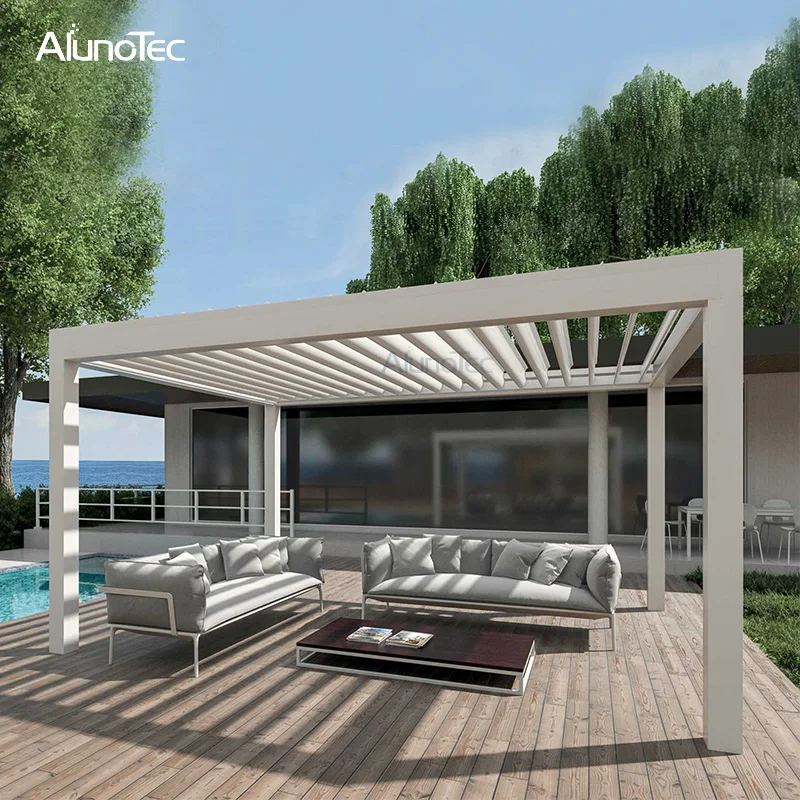 Customized Pavilion Louvered Pergola Cover Electric Outdoor Customized Pavilion Louvered Pergola