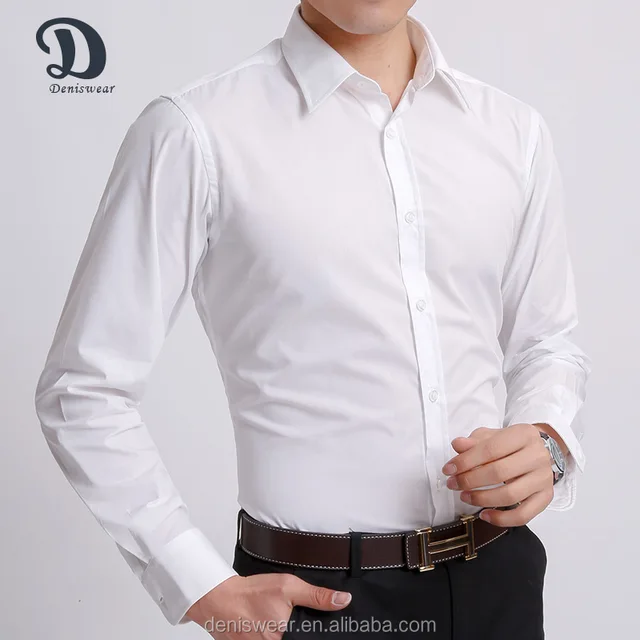 Wholesale solid color 100% cotton men business dress shirt