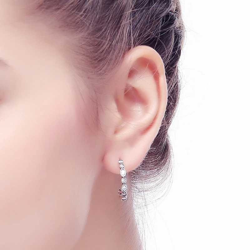 Lzshine Wholesale Sterling Silver Zircon Self Piercing Hoop Earrings