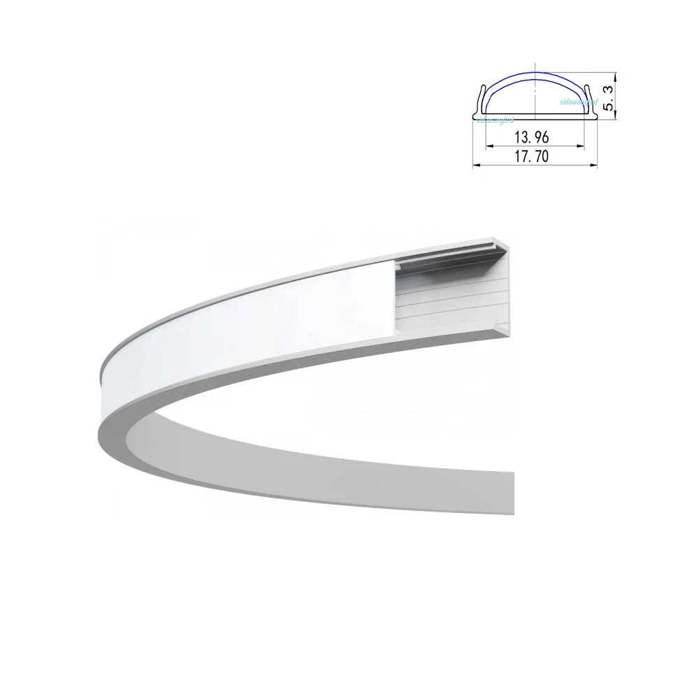 Bendable Extrusion Curved LED Flexible Aluminum Profile Channel 18mm Wide