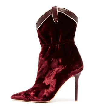 burgundy velvet thigh high boots