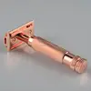 High quality OEM mens women gender rose gold shaving metal double edge copper brass handle shaving safety razor