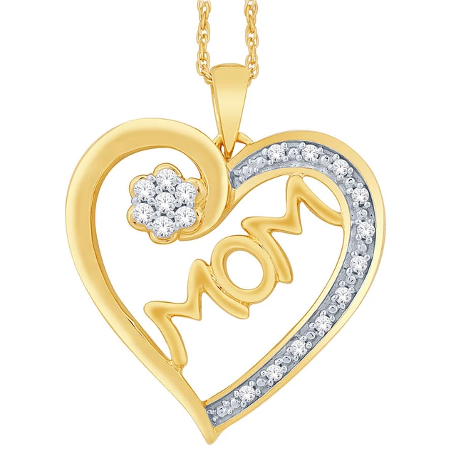 最新设计镀金钻石母亲节心形银吊坠首饰礼品