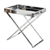 service tray side table in stainless steel frame and mirror