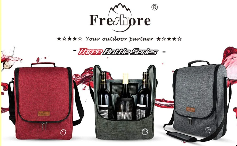 3 Bottle Insulated Wine Tote Cooler Bag,Portable Wine Carrier With