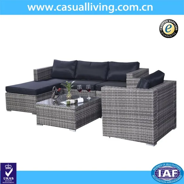 Outdoor 6pc Furniture Set Aluminum Patio Sofa Pe Gray Rattan Couch 2