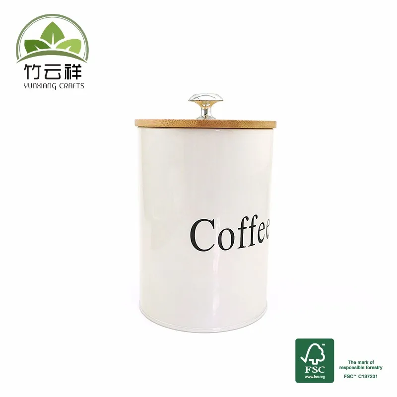 Coffee Storage Jar Bamboo Wooden Lid With Jar Aluminium Pot Iron Buy