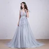 Open back blue grey beach wedding gown dress for bride actual photo high selling