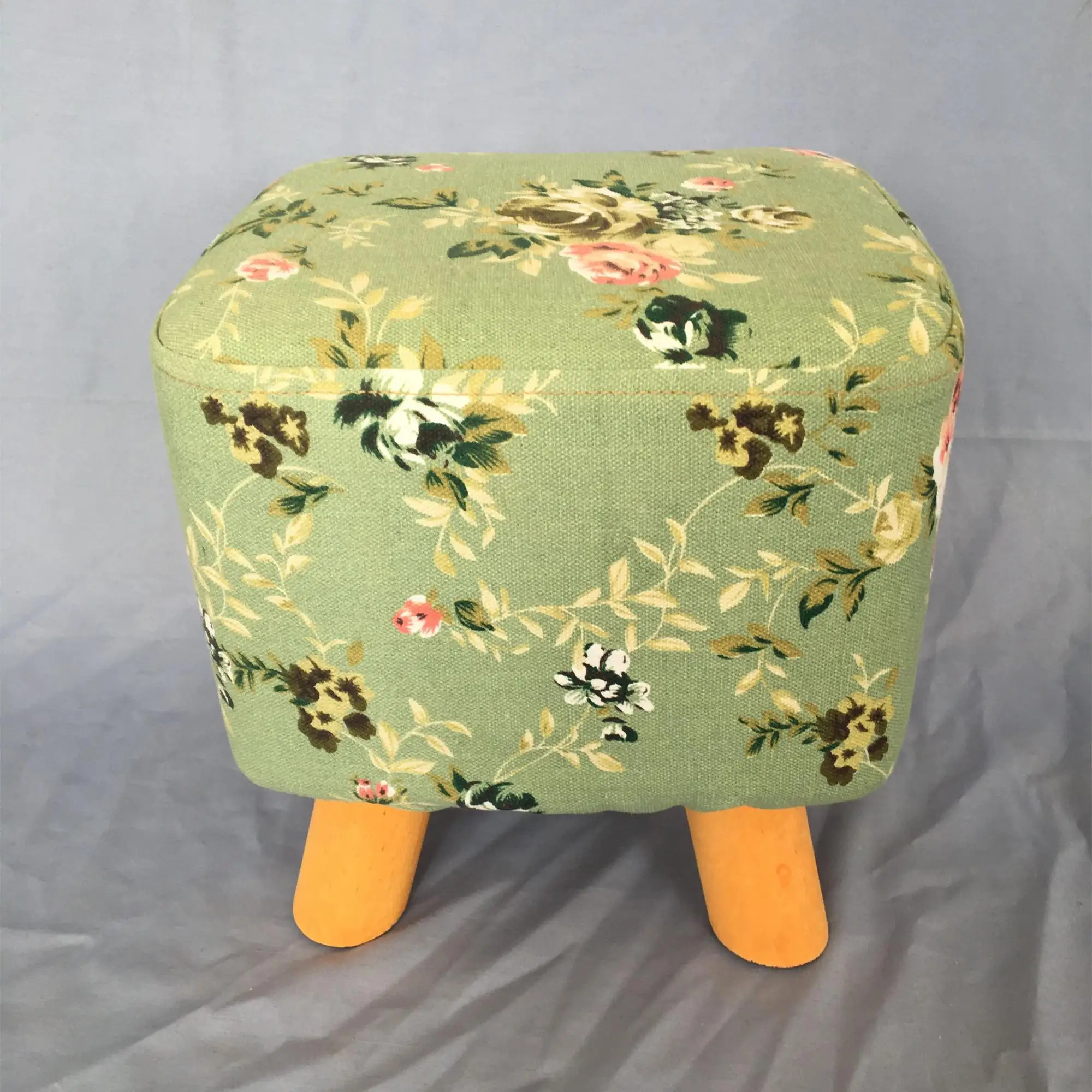 2018 Cheap Household Wooden Stool Pine Wood Legs With Cushion And