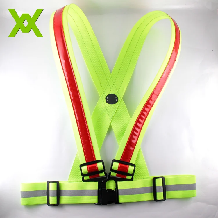 Red Flashing Led Safety Vest High Visibility Reflective Jogging Vest
