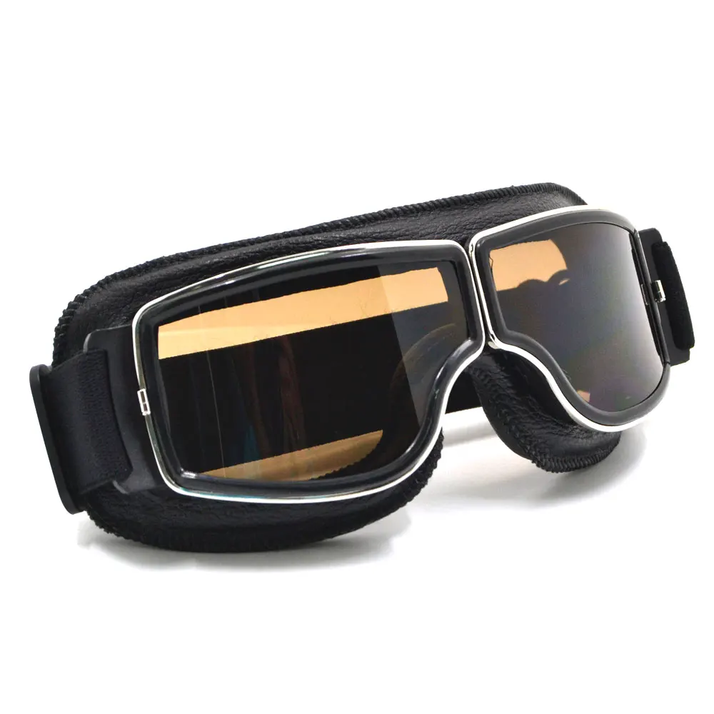 TYSKL Retro Pilot Motorcycle Goggles – Anti-Fog, UV Protection, Scratch-Resistant Lens For ATV, Dirt Bike, Motocross (Black Frame) - View #2