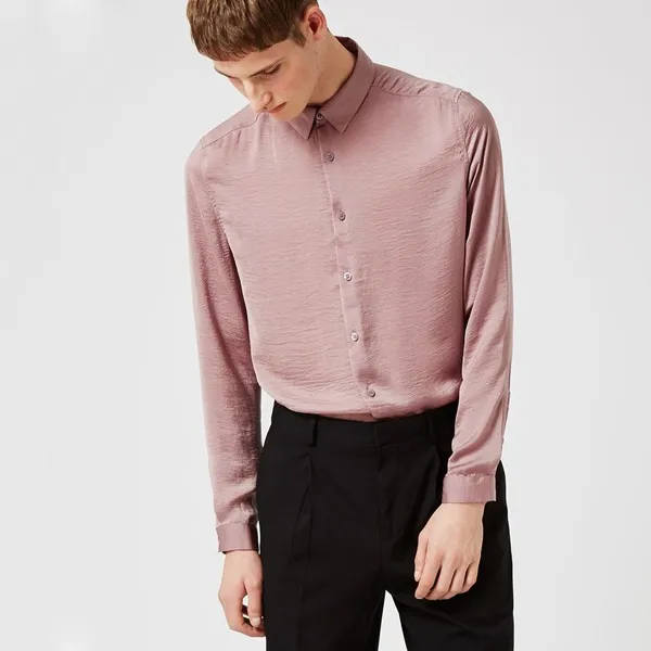 Neueste Shirts Fur Manner Bilder Langarm Rosa Zerknitterte Seidensatin Shirt Manner In Slim Fit Buy Silk Satin Hemd Manner Hemd Manner Satin Hemd Product On Alibaba Com