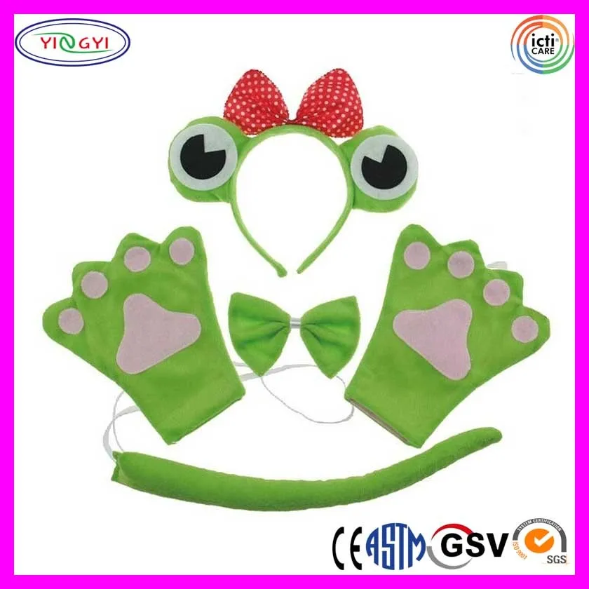B939 Cosplay Party Costume Mask Frog Headband Bowtie Tail Set Halloween