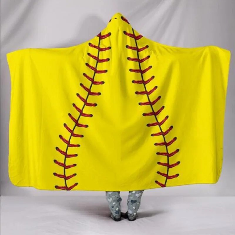 Factory Wholesale Sherpa Lined Sports Themed Baseball Hooded Blankets