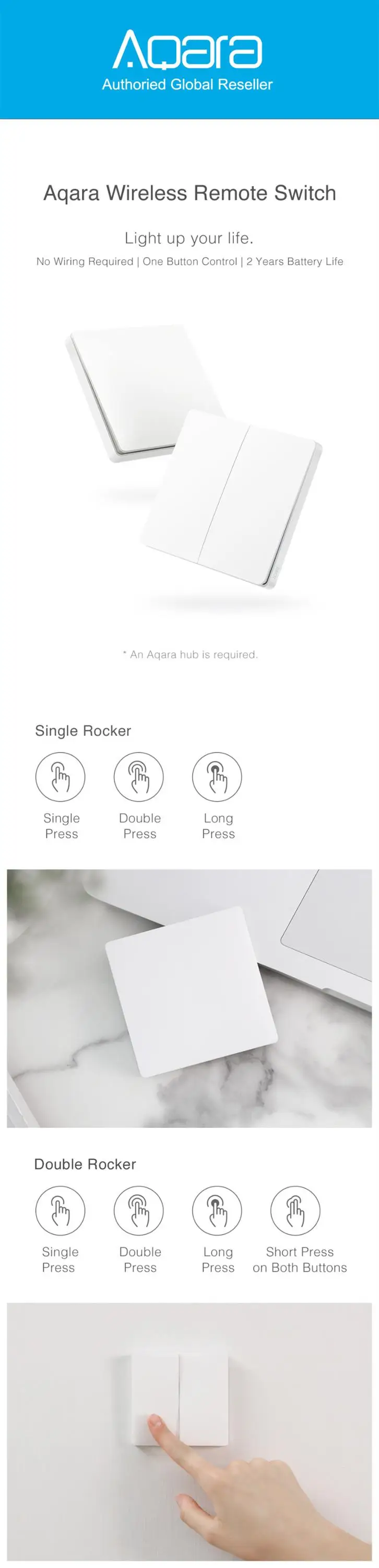 Smart home devices aqara zigbee technology wireless wall switch - ANKUX.COM