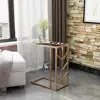 Hillary Glam Rose Gold Finished Stainless Steel Frame Tempered Glass Side Table