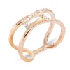 Korean copper plated ring crossed double zircon tail ring Korean hipster opening adjustable ring